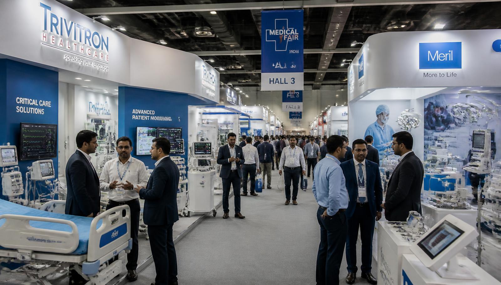 Hospital and healthcare expo floor with visitors and exhibitors at HOSPICA